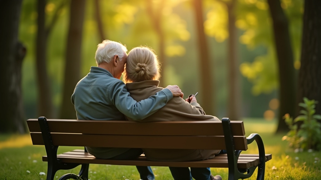 Āra terapijas sēdeklis ar senioru ģimeni, kas kopā noklausās putnus un baudē dabas skaņas